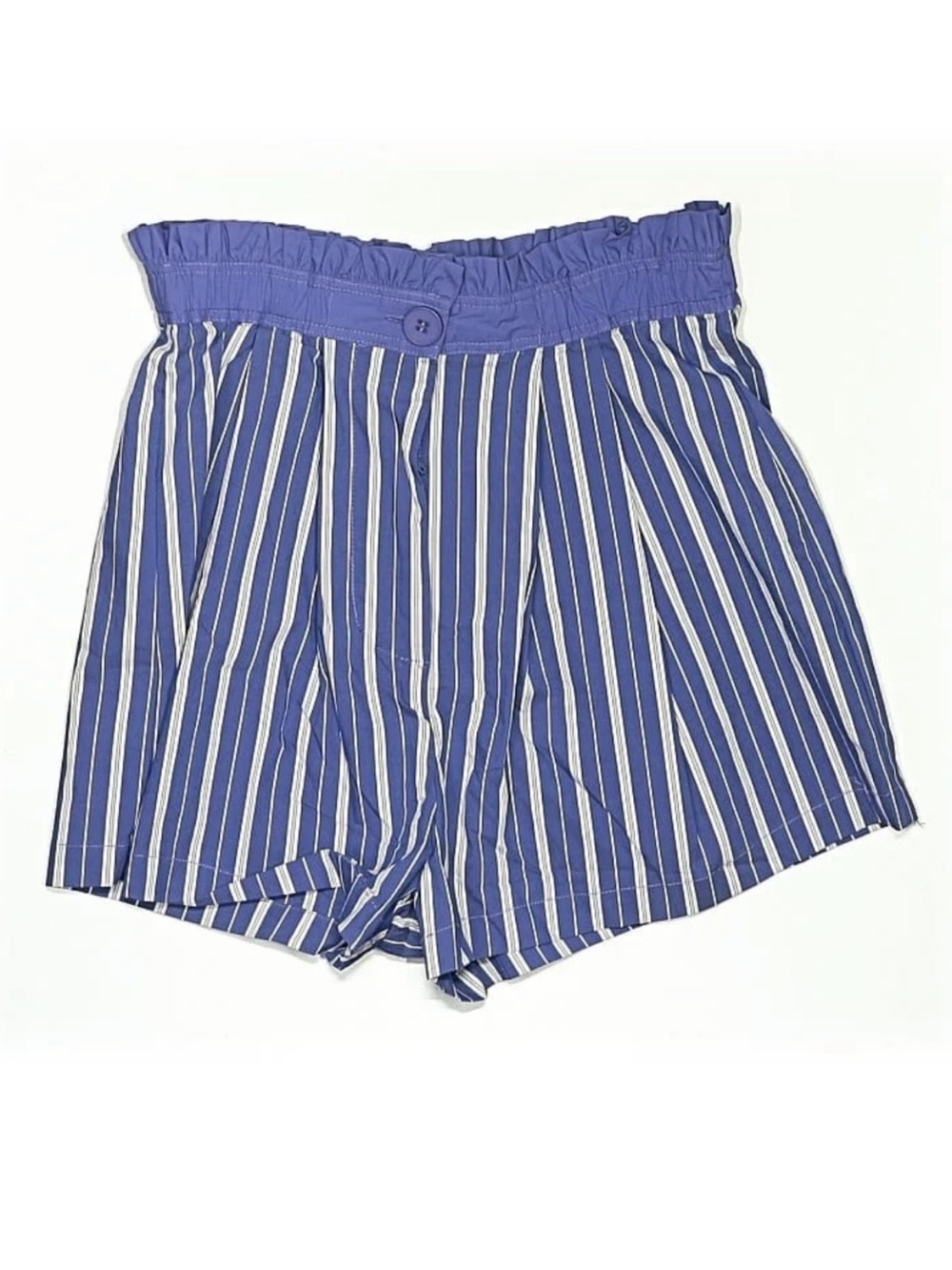 Lulus NWT Blue Stripe Paperbag High Rise Cotton Shorts Small Coastal - Picture 2 of 5